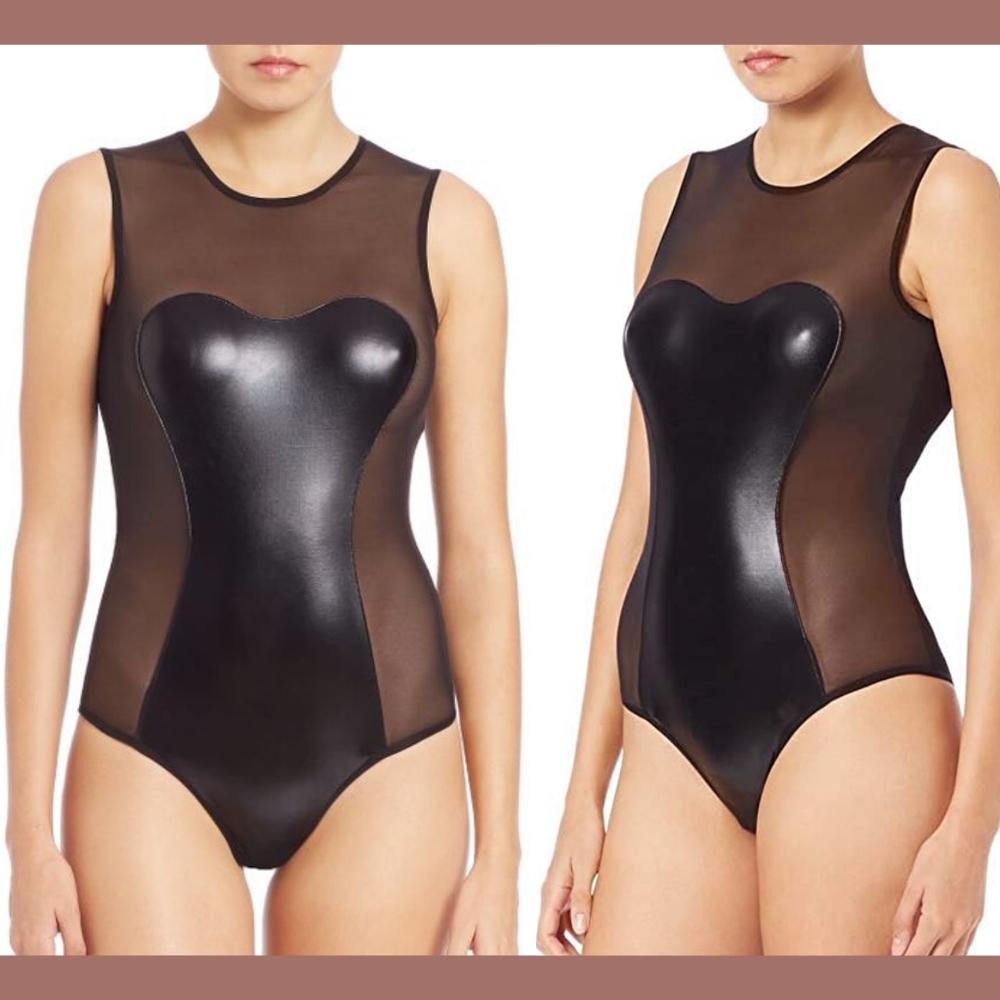 NWT Hanky Panky Love Me Back Slick Mesh Bodysuit in Black [SZ Medium ]‎